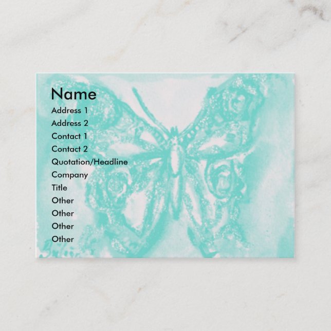 TARJETA DE VISITA MARIPOSA DE ORO EN AZUL (Anverso)