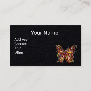 TARJETA DE VISITA MARIPOSA DE ORO EN PAPEL NEGRO AZUL