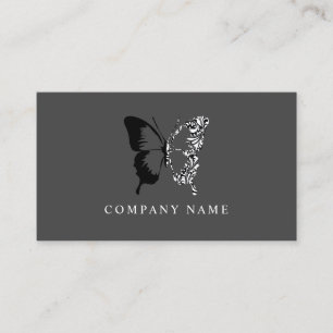 Tarjeta De Visita Mariposa de patrón blanco y negro