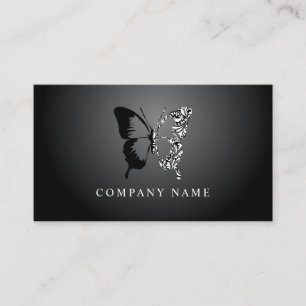 Tarjeta De Visita Mariposa de patrón blanco y negro