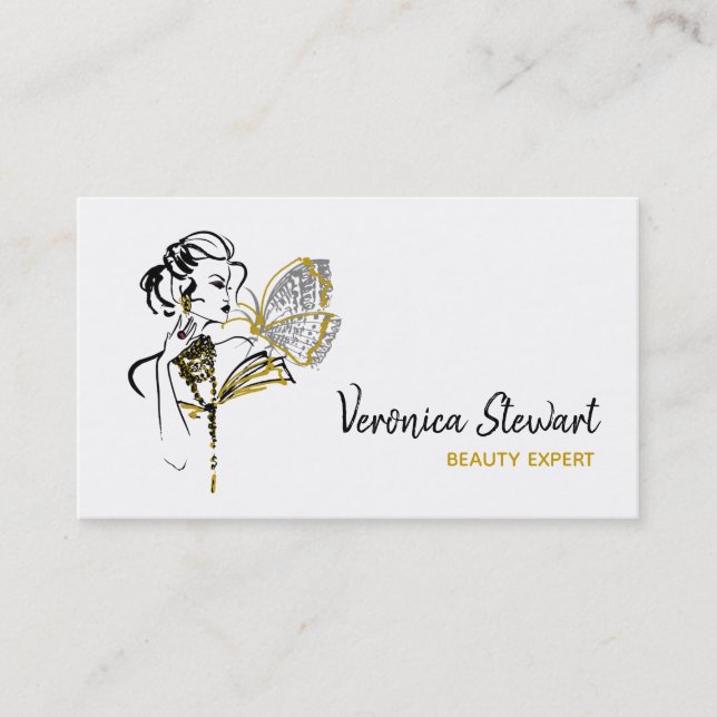 Tarjeta De Visita Mariposa del negocio de la belleza de (Anverso)