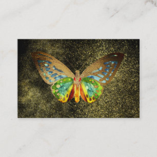 Tarjeta De Visita *~* Mariposa dorada con brillo dorado acuarela