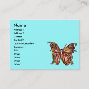 TARJETA DE VISITA MARIPOSA DORADA EN TURQUESA AZUL,