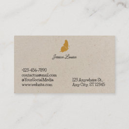 Tarjeta De Visita Mariposa Elegante Minimal Beige Vintage