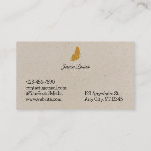 Tarjeta De Visita Mariposa Elegante Minimal Beige Vintage