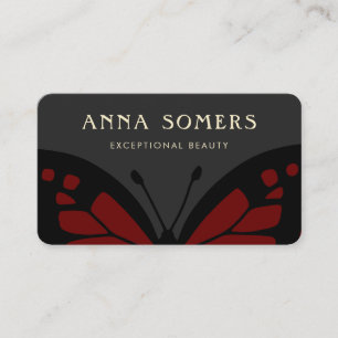 Tarjeta De Visita Mariposa elegante negra y roja