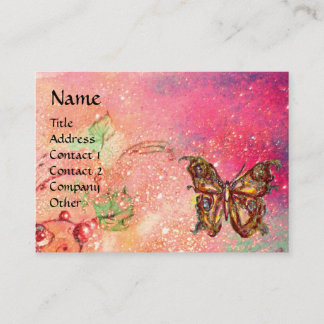 TARJETA DE VISITA MARIPOSA EN GOLD SPARKLES ROSA DE FUCHSIA ROSA