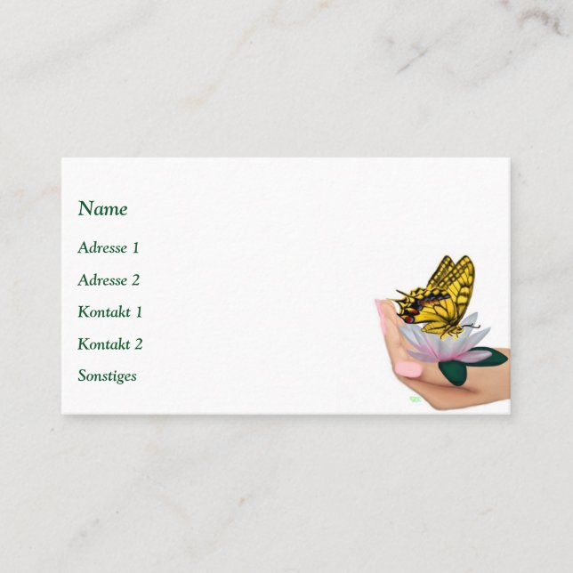Tarjeta De Visita Mariposa en Lotus Bloom (Anverso)
