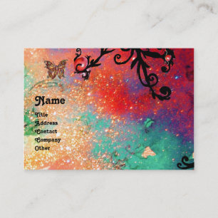 Tarjeta De Visita MARIPOSA EN SPARKLES MONOGRAM,negro rosa