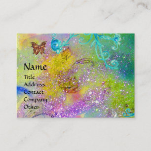 TARJETA DE VISITA MARIPOSA EN SPARKLES,VIOLET BLUE SWIRLS MONOGRAM