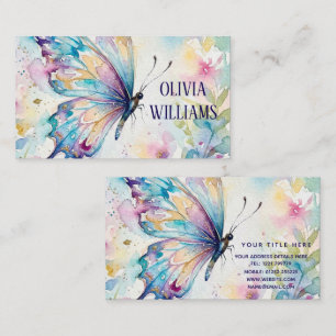 Tarjeta De Visita Mariposa floral acuarela colorida