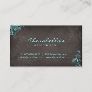 Tarjeta De Visita Mariposa floral Brown azul del balneario elegante