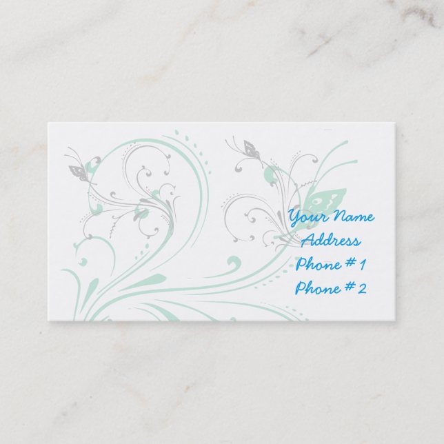 Tarjeta De Visita Mariposa floral elegante (Anverso)