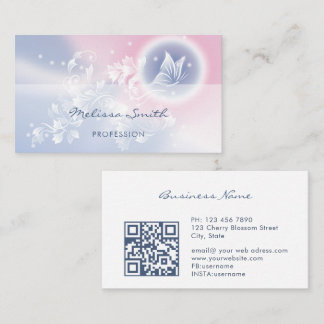 Tarjeta De Visita Mariposa floral rosa azul
