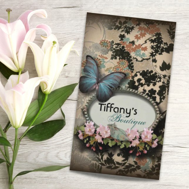 Tarjeta De Visita Mariposa francesa floral victoriana de París (Paris victorian floral french butterfly business card)