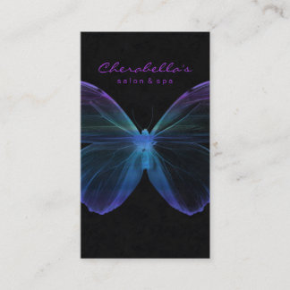 Tarjeta De Visita Mariposa Grn púrpura azul del balneario de la