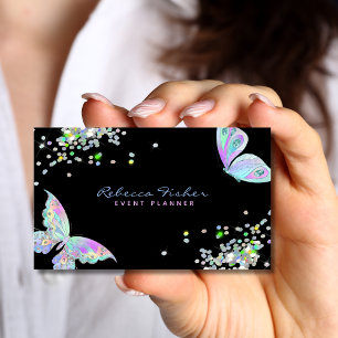 Tarjeta De Visita Mariposa irlandesa holográfica pastel arcoiris