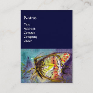 Tarjeta De Visita MARIPOSA MÁGICA ,Amarillo, Azul ,Papel de Lino