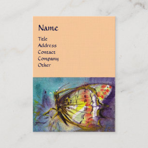 Tarjeta De Visita MARIPOSA MÁGICA Amarillo, Rosa, Papel Lino