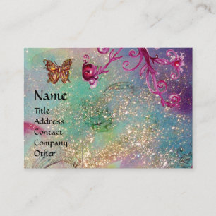 Tarjeta De Visita MARIPOSA MÁGICA destellos azul verde amarillo dora