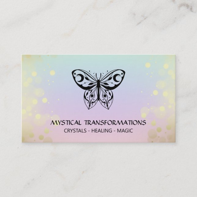 Tarjeta De Visita *~* Mariposa mariposa Boho arcoiris Pastel (Anverso)