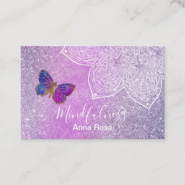 Tarjeta De Visita *~* Mariposa Mediadora Mandala Reiki Yoga (Anverso)
