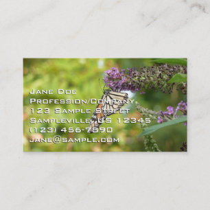 Tarjeta De Visita Mariposa Monarca en Arbusto de Mariposas Morado