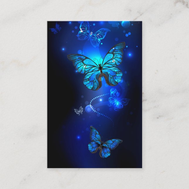 Tarjeta De Visita Mariposa morfo en el fondo oscuro (Anverso)