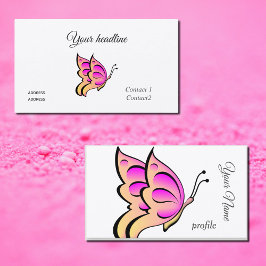 Tarjeta De Visita Mariposa naranja rosa