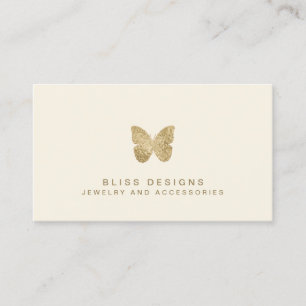 Tarjeta De Visita Mariposa Relieve metalizado dorado Elegante Simple