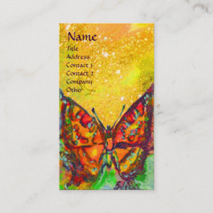 Tarjeta De Visita MARIPOSA ROJA EN ORO AMARILLO DERRAME Monograma
