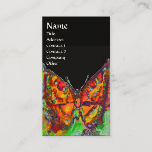 Tarjeta De Visita MARIPOSA ROJA NEGRO AMARILLO ORO DERRAMADO Monogra