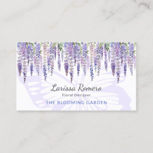 Tarjeta De Visita Mariposa romántica y Wisteria Pastel Floral