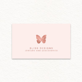 Tarjeta De Visita Mariposa Rosa Relieve metalizado dorado Elegante R