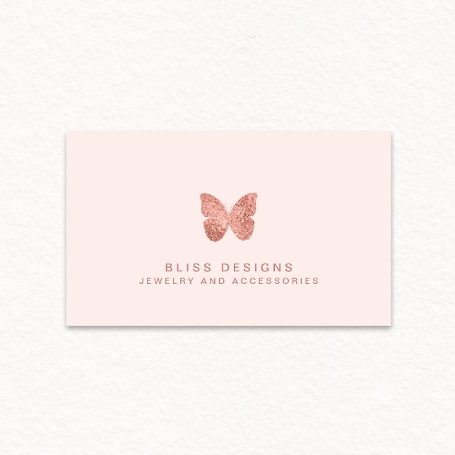 Tarjeta De Visita Mariposa Rosa Relieve metalizado dorado Elegante R (Subido por el creador)