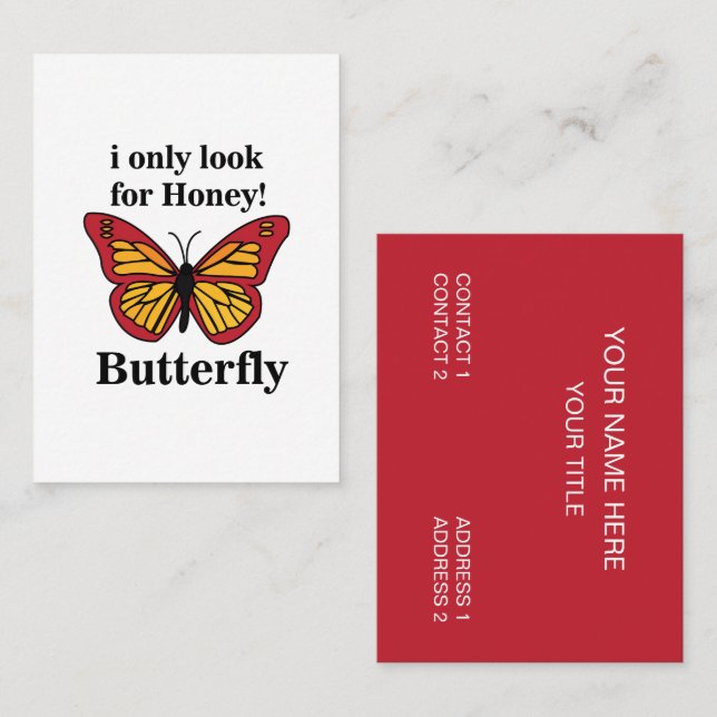 Tarjeta De Visita Mariposa Sólo Busco Mariposa De Miel (Anverso / Reverso)