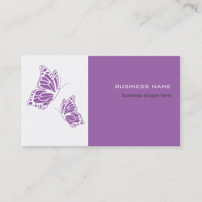Tarjeta De Visita Mariposa violeta y blanca elegante moderna simple (Anverso)
