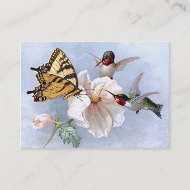 Tarjeta De Visita Mariposa y colibríes (Anverso)
