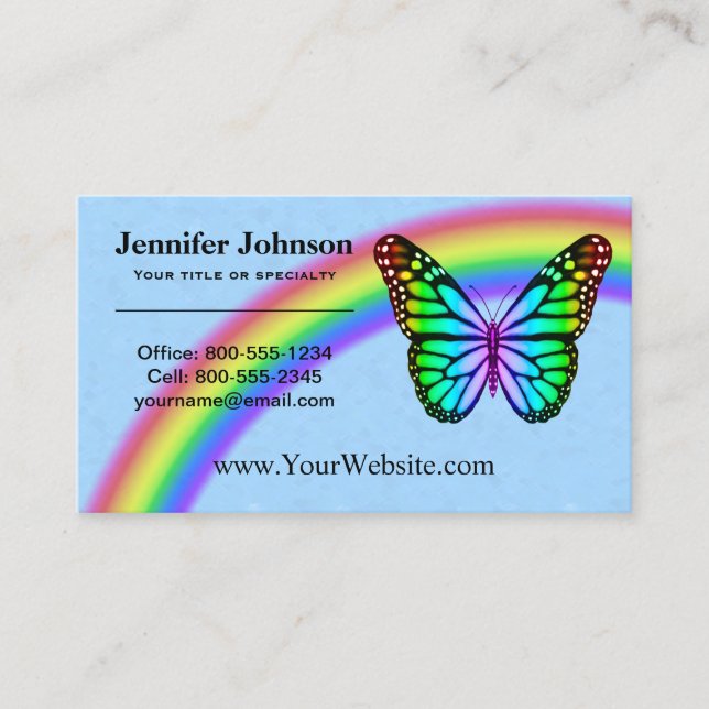 Tarjeta De Visita Mariposas arcoiris coloridas (Anverso)