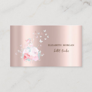 Tarjeta De Visita Mariposas Bailarinas Rosa Dorado