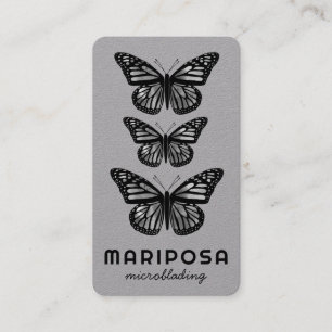 Tarjeta De Visita Mariposas Belleza Esteticista Salón Blanco Negro