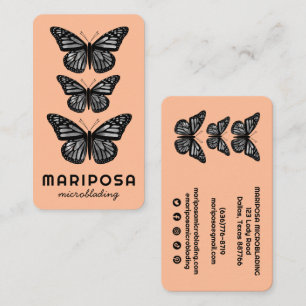 Tarjeta De Visita Mariposas Belleza Salón Estético Peach Fuzz
