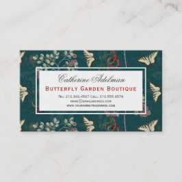 Tarjeta De Visita Mariposas Botánicas Vintage Oscuro Elegante