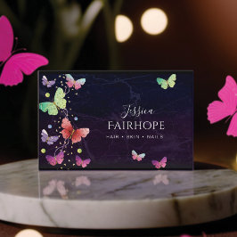 Tarjeta De Visita Mariposas Brillantes Purple Elegantes