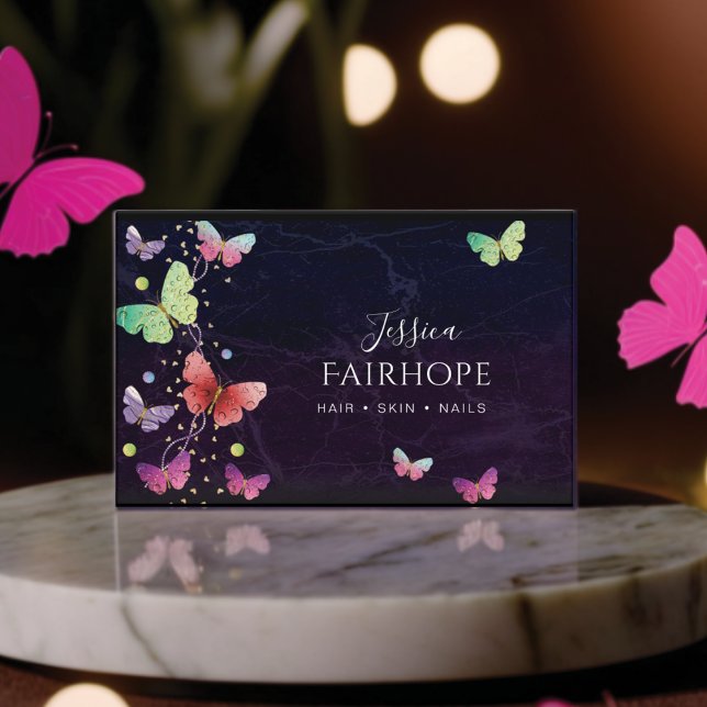 Tarjeta De Visita Mariposas Brillantes Purple Elegantes (Subido por el creador)