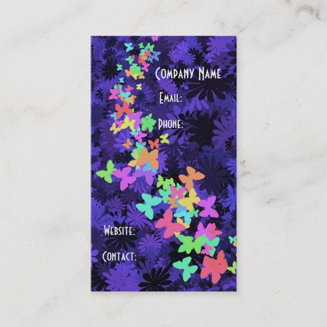 Tarjeta De Visita Mariposas con colores azules (Anverso)