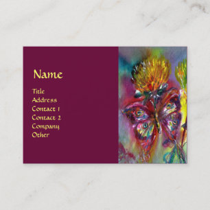 Tarjeta De Visita MARIPOSAS DE DERRAME VIBRANTE EN AZUL, rojo