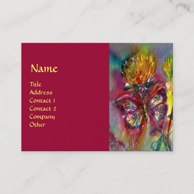 Tarjeta De Visita MARIPOSAS DE DERRAME VIBRANTE EN AZUL, rojo (Anverso)