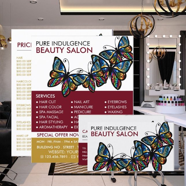 Tarjeta De Visita Mariposas de glamour, Beauticist, salón de belleza (Subido por el creador)