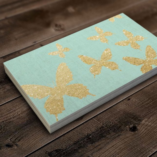 Tarjeta De Visita Mariposas de oro de época Elegante Linaje Verde (Subido por el creador)